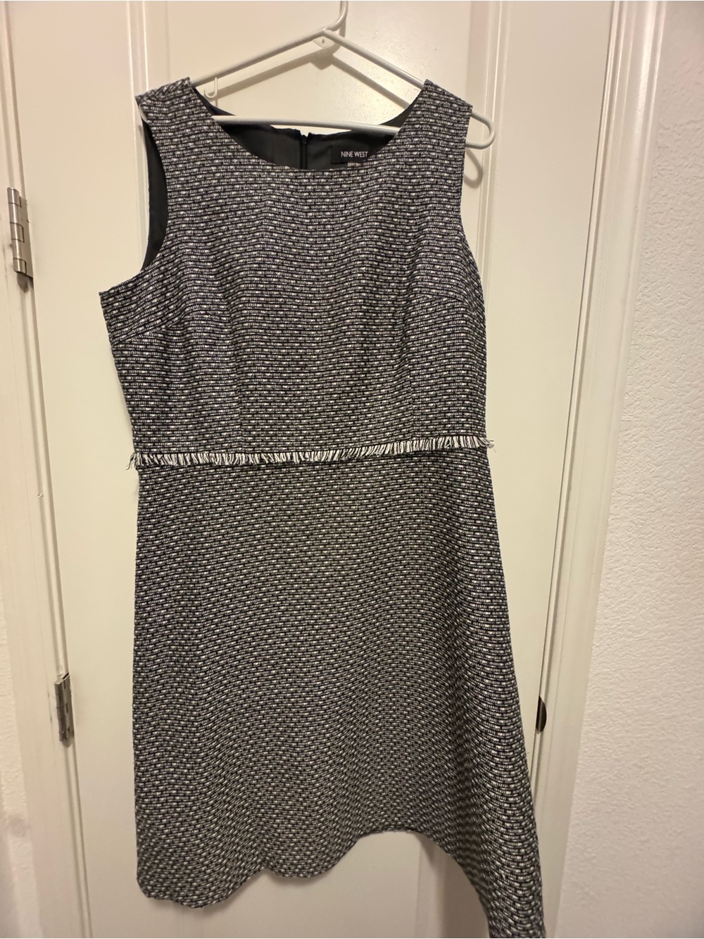 A line black and white dress
